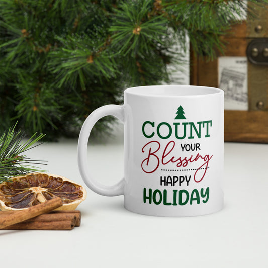 Everything Fits Holiday White glossy mug